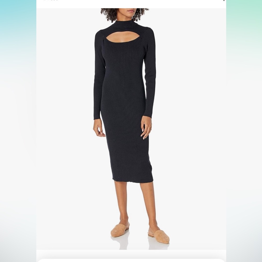 The Drop Women's Chantal Midi Bodycon Fitted Cutout Rib Dress